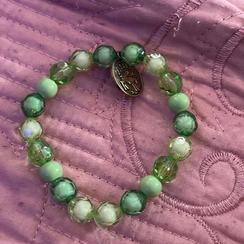 Handmade Green Aries Zodiac Charmed Bracelet